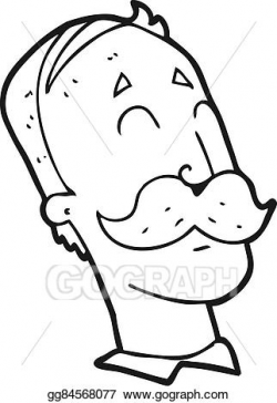 Vector Stock - Black and white cartoon ageing man with ...