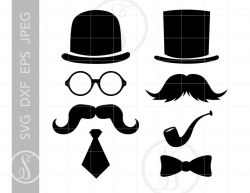 Gentleman Mustache Svg Cut File Clipart Downloads | Mustaches Svg Dxf Pdf l  Silhouette Art | Svg Clipart SC26