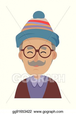 EPS Vector - Hat. old man wearing blue striped cap and ...