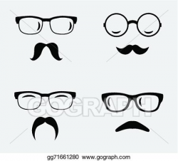 EPS Vector - Glasses and mustaches set. Stock Clipart ...