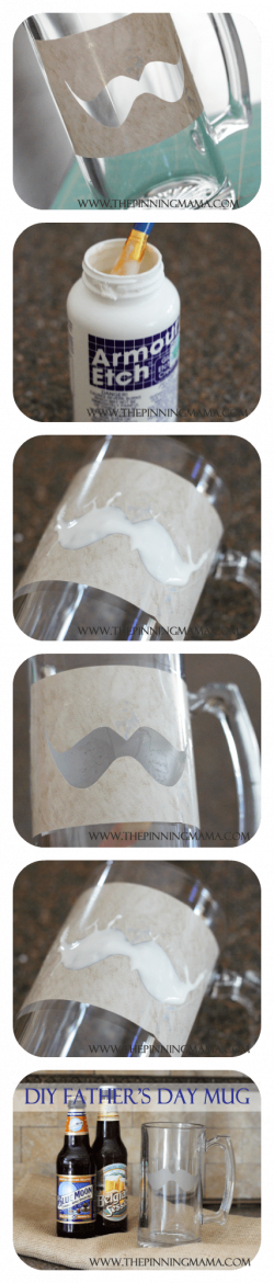 Father's Day Gift} DIY Etched Glass Mustache Mugs • The Pinning Mama