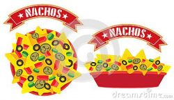 Supreme cheese mexican nachos plate with banner high angle ...