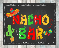 Printable NACHO BAR sign, taco party sign, Birthday Fiesta ...