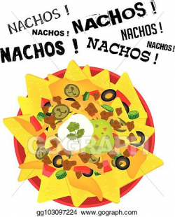 Vector Illustration - Loaded cheese nacho plate with sour ...