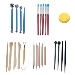Polymer Modeling Clay Sculpting Tools, Wotwre Sculpture Pottery Carving  Tool Kit 24 Pieces, Ceramic Dotting Tools for Sculpey Clay Craft Nail Art  Cake ...