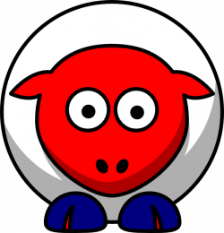 Sheep Looking Straight White With Red Face And Red Nails Clip Art at ...