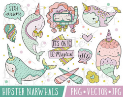 Narwhal clipart | Etsy