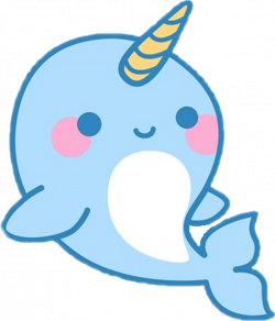 Whale Sticker - Cute Cartoon Narwhal Clipart - Full Size ...