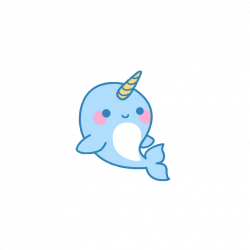 narwhal cute blue - Sticker by 