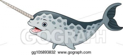 Vector Stock - Cute cartoon narwhal. Clipart Illustration ...
