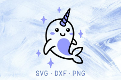 Narwhal SVG DXF PNG, Baby Narwhal Nautical Svg, Sea Creature Svg, Narwhal  Design File, Baby Shower Decor, Whale Svg, Narwhal Clipart