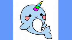 How to draw a Narwhal - Unicorn Whale Cute and Easy