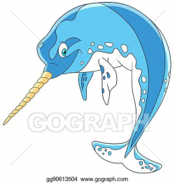 Vector Art - Cartoon narwhal unicorn-fish. EPS clipart ...