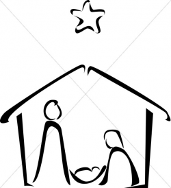 Black and White Nativity Sketch | Nativity Clipart