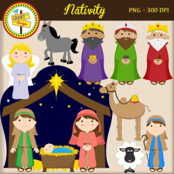 Nativity Clipart - Christmas Clip Art - Cute Digital Clipart ...