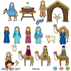 Nativity Clipart, Christmas Clipart, Christian Clipart, Instant Download,  Christian Scrapbook, Nativity