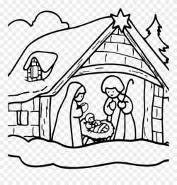 Nativity Clipart Black And White Manger House2 Clip ...
