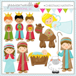 Christmas Nativity - Cute Digital Clipart, Christmas Graphics