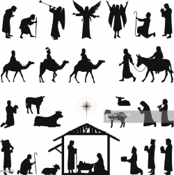 Nativity scene silhouettes. Files included – jpg, ai , svg ...