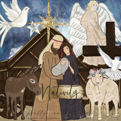 Nativity Clipart, Religious Christmas, jesus clipart, star clipart,  nativity wreath, christmas clipart, nativity scene, christian clipart,