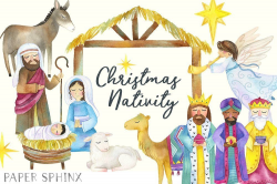 Watercolor Nativity Clipart | Christmas Nativity - Holiday ...