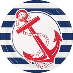 Nautical Anchor Paper Plates, 24 ct