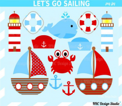 SALE - Let's Go Sailing Clip Art - Summer Nautical Clip Art ...