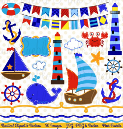 Nautical Clipart Clip Art, Marine Sailing Boat Ship Sailboat Clipart Clip  Art Vectors - Commercial and Personal