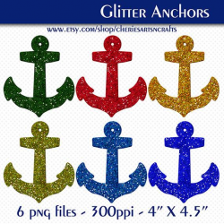 Glitter Anchors Clip Art, Anchor Clipart, Glittery Look Anchors, Glitter  Clipart, Cute Clip Art, Nautical Clip Art, Digital Scrapbooking
