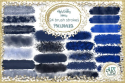 Nautical Navy Blue Brush Strokes Clipart Glitter Sailor Stroke Splashes  Watercolor clip art Anchor Boat Swatches printable Commercial Use