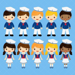 Nautical Kids Clipart / Sailor Boy Clip Art / Sailor Girl ...