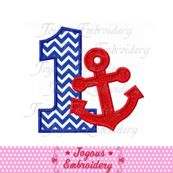 Instant Download Anchor Number 1 Applique Embroidery Design ...