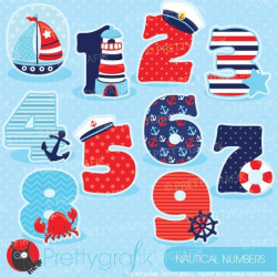 BUY20GET10 - Nautical numbers clipart, clipart commercial ...