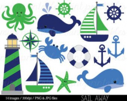 Nautical Clipart Clip Art, Anchor Clipart, Whale Clipart ...