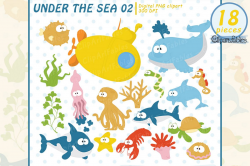 Sea animals clip art, Nautical clipart, ocean theme design