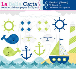Nautical Green Clipart, nautical clipart, preppy Clipart for ...