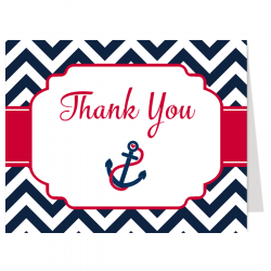 Nautical Chevron Red and Navy Thank You Card | boy baby ...