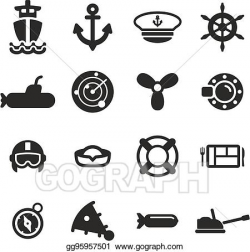 Vector Stock - Navy icons flat. Clipart Illustration ...