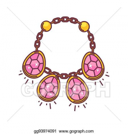 EPS Illustration - Necklace with four diamond pendants ...