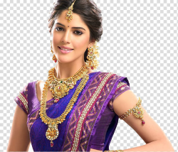 Woman wearing purple traditional Indian dress, Jewellery ...