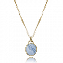 18ct-Yellow-Gold-Blue-Lace-Agate-Oval-Pendant | Rebus Signet Rings