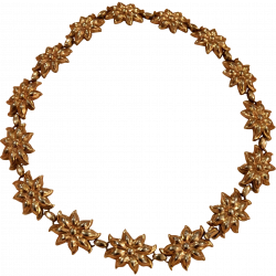 Trifari Copper precious gold tone flower necklace seventies 70's ...