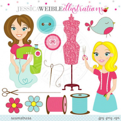 Seamstress Cute Digital Clipart Sewing Clipart by ...