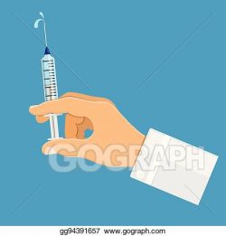 Vector Art - Doctor holding syringe in hand. EPS clipart ...