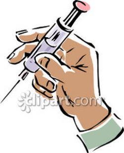 Hand Holding Syringe Needle - Royalty Free Clipart Picture