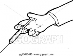 Vector Illustration - Outline of hand holding needle. Stock ...