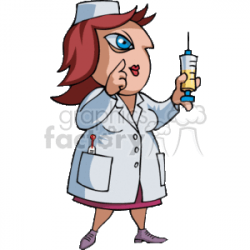 nurse holding a needle clipart. Royalty-free clipart # 161023