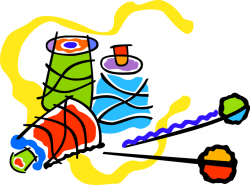 Sewing Thread, Needles - Vector Image