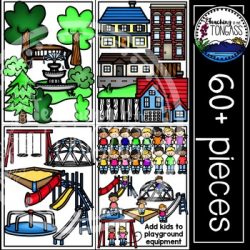 Neighborhood Clipart and Playground Clipart MEGA Set (House Clipart)