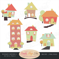 Instant Download - Whimsical Houses Clipart, Houses Clip Art ...